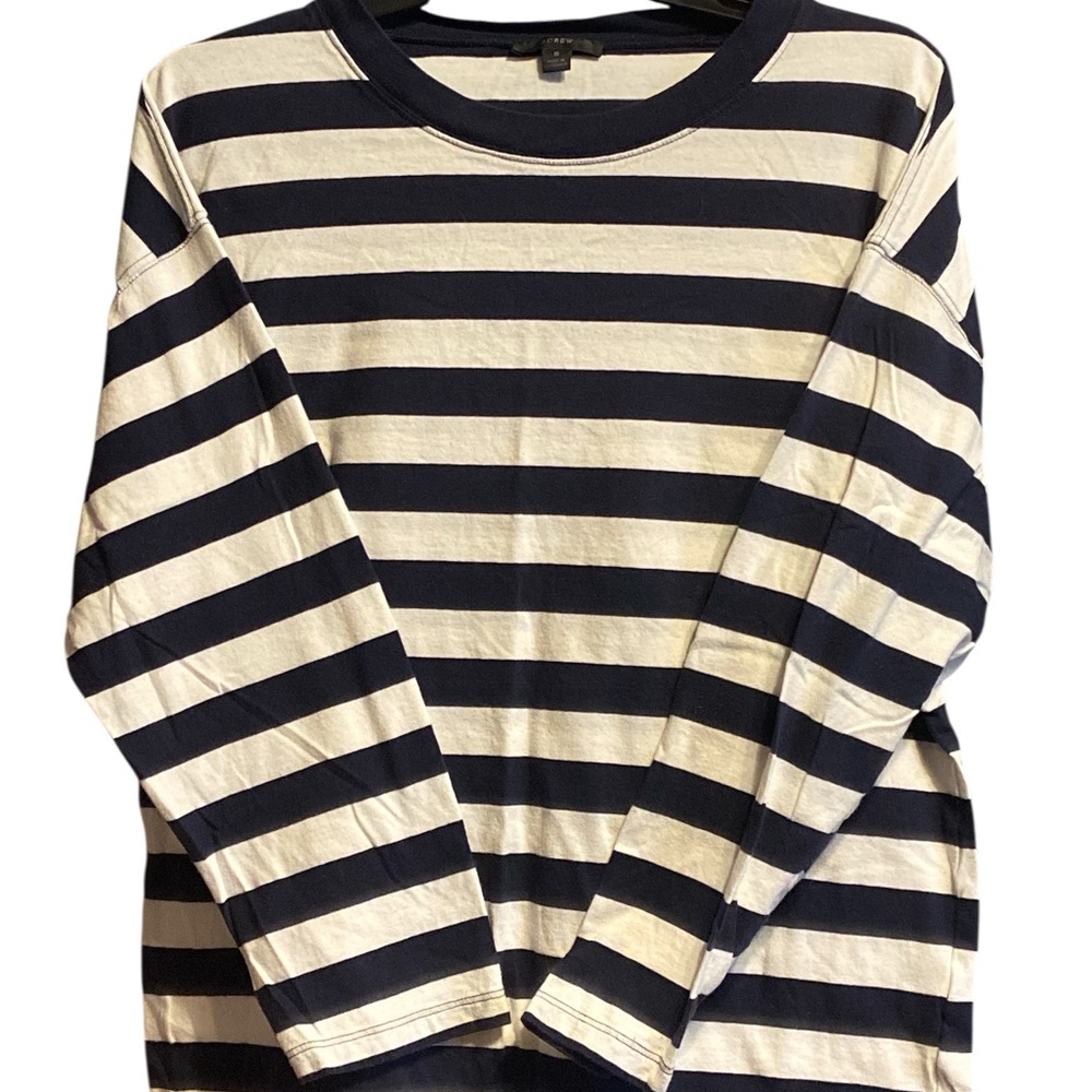 J. Crew Navy and White Striped Top